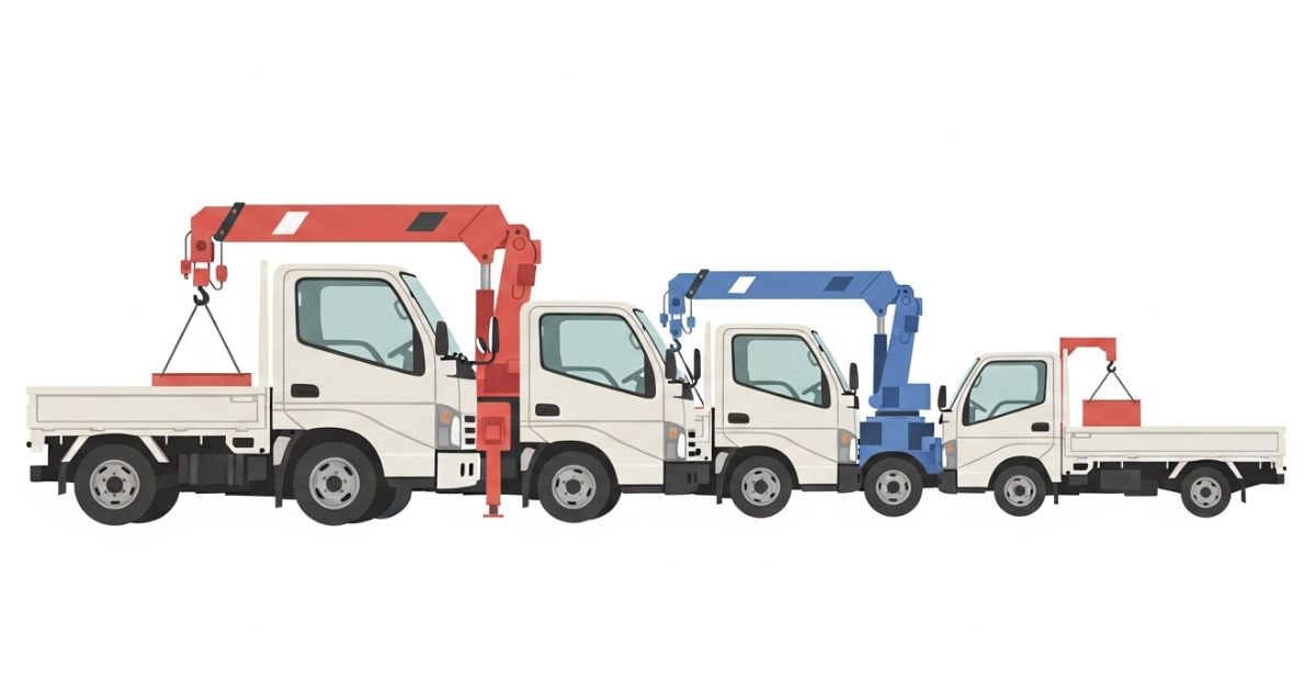 日本の建設現場に停車している2トントラックの外観