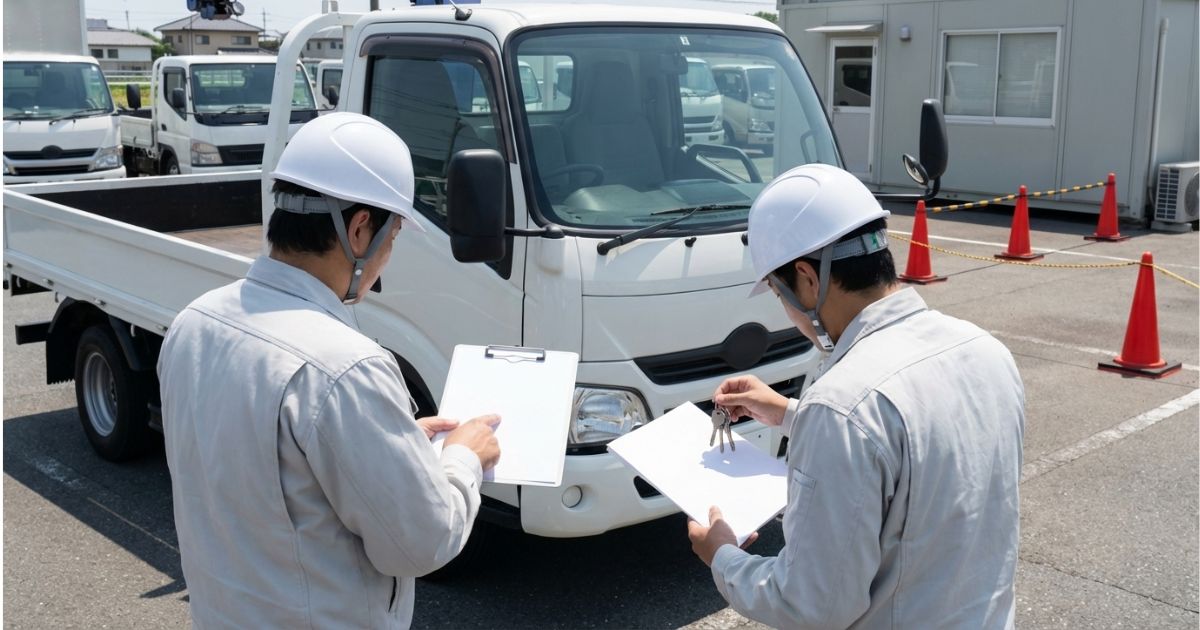 ユニック車レンタルの料金や条件を確認している2t・4tクラスのクレーン付きトラック