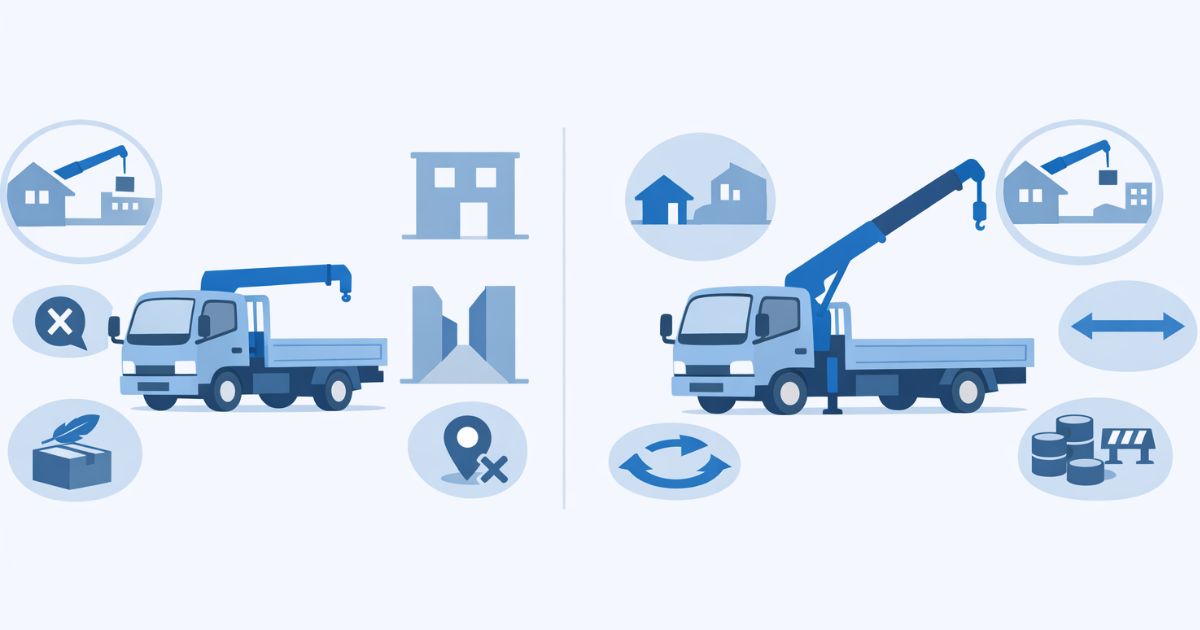 2tユニックと3tユニックの違いを現場条件で比較した図解