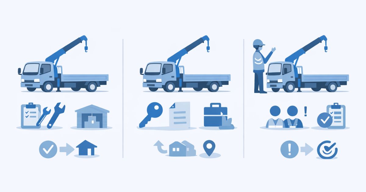 2tユニックの購入・レンタル・外注の違いを整理した比較図