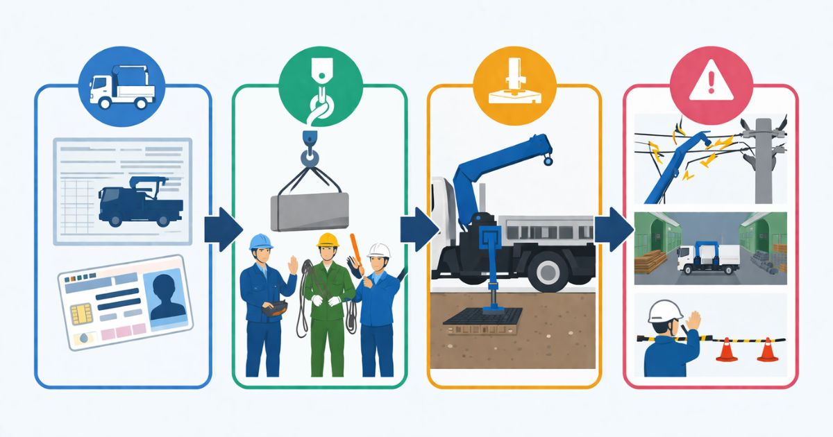 4tユニック作業前の安全確認手順を整理した図解