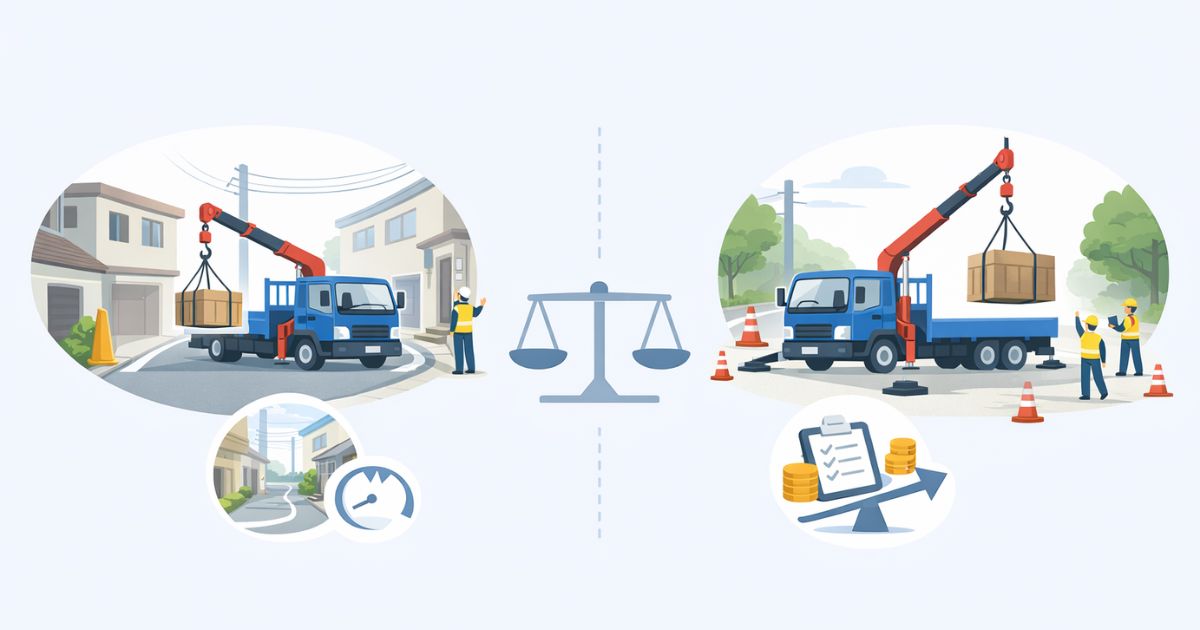 4tユニックと6tユニックの違いを現場条件で比較した図解