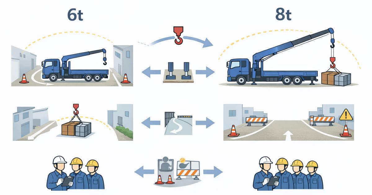 6tユニックと8tユニックの違いを比較した図解