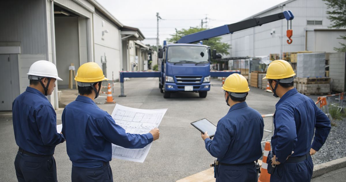 8tユニック導入前に現場条件を確認している実務現場のイメージ