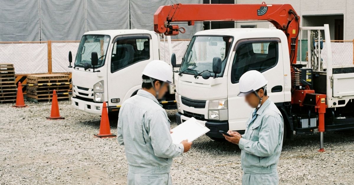 PTOスイッチが入らない場合に作動条件を確認し連絡して切り分けている様子（写真風）