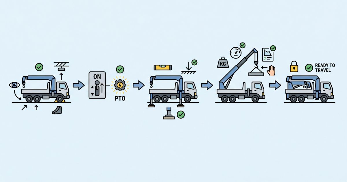 ユニック車の操作手順を順番で整理した図
