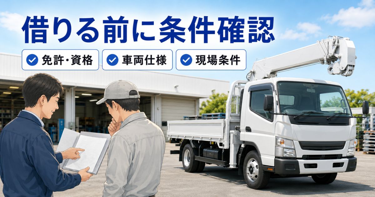 ユニック車をレンタルする前に免許・資格・車両仕様・現場条件を確認する担当者