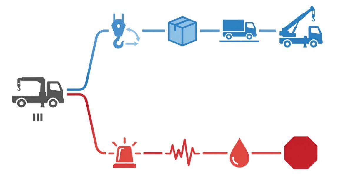 2tユニックで続行か中止かを見極める判断軸を示した文字なし図解