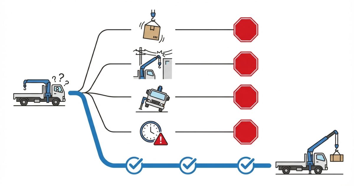 2tユニック初心者が陥りやすい失敗と回避ルートを示した文字なし図解