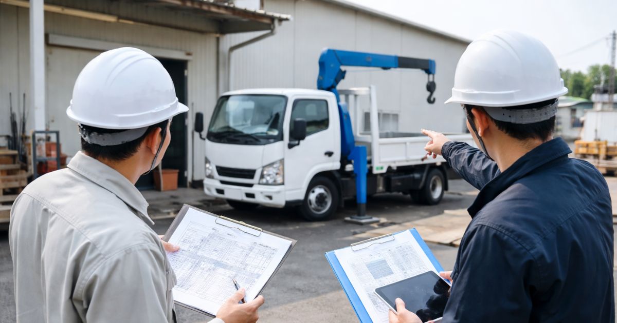 2tか3tかを現場条件と費用条件で確認している実務現場のイメージ