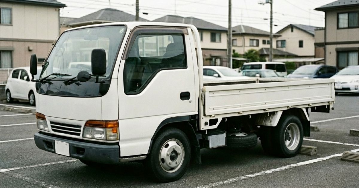 2トントラックが停車している日本の住宅地の駐車場