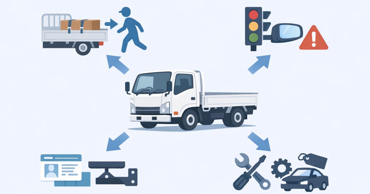2トントラックのカスタム可否を判断する4つの軸を整理した図解