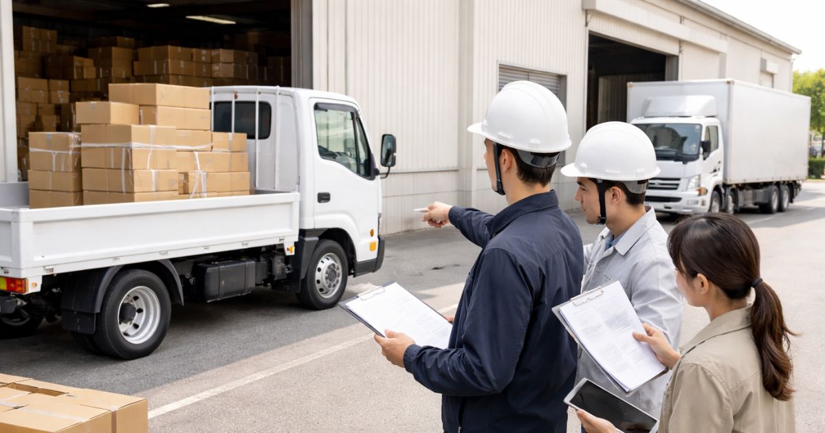 2トントラックで足りるかを現場で確認している実務担当者のイメージ