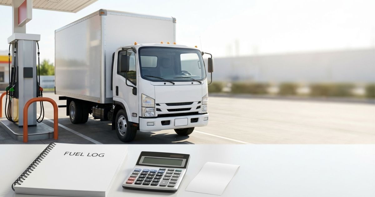 2トントラックの燃費と燃料費を記録して管理するイメージ