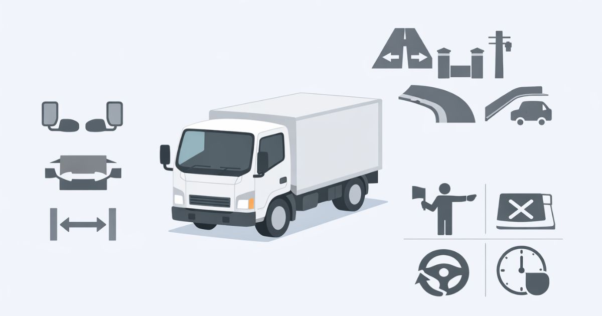2トントラックの幅判断を車両条件と現場条件と運用条件で整理した図解
