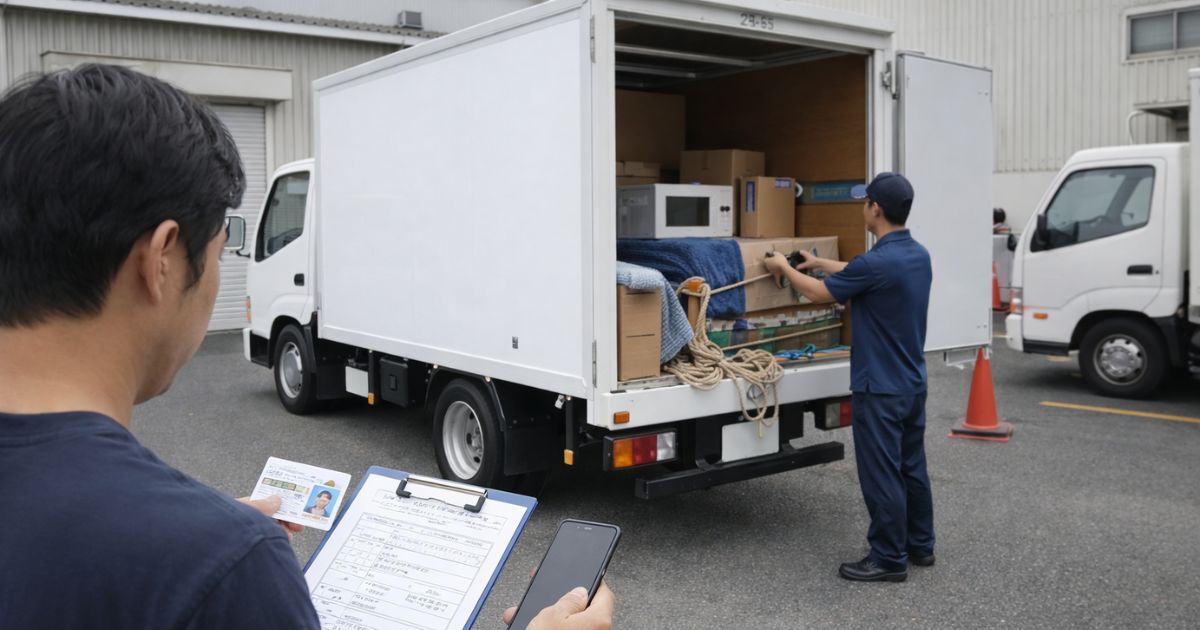 2トントラック引っ越し前に条件確認をしている現場イメージ