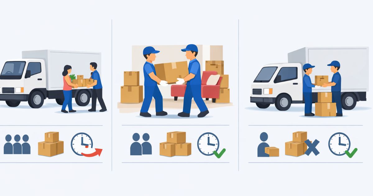 2トントラック引っ越しの手段比較を示した図解