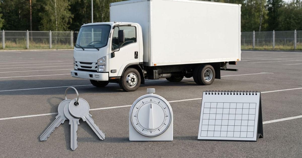 2トントラックの購入とレンタルとリースを利用期間と自由度で整理するイメージ