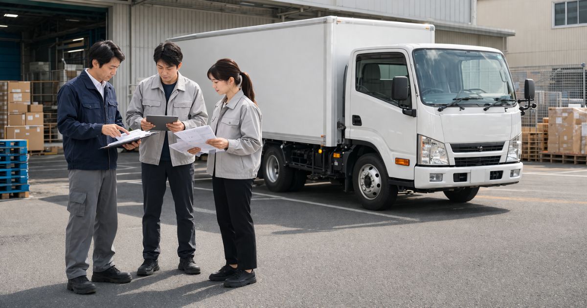 2トントラック導入前に契約条件と運用条件を確認する現場イメージ
