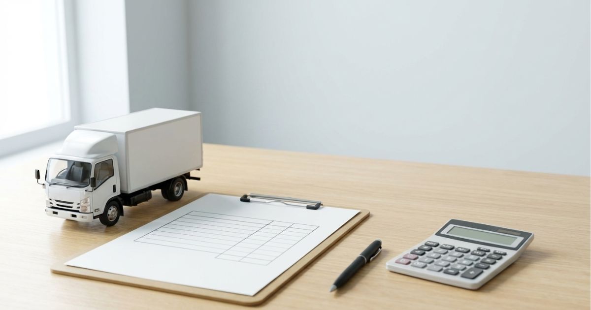 2トントラックのリース料金を月額だけでなく条件込みで見積確認するイメージ