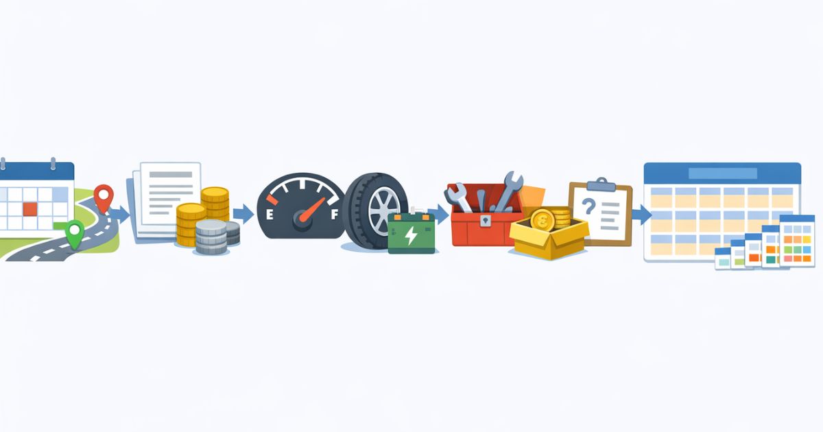 2トントラックの維持費見積を組み立てる流れを示した図