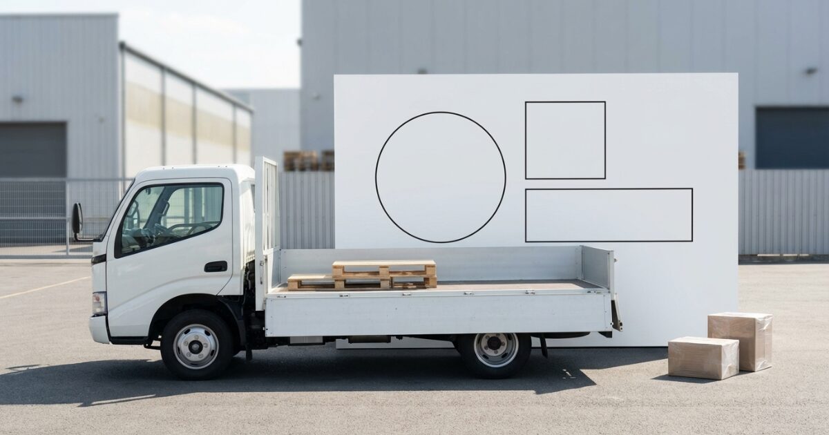 最大積載量が車両総重量の枠から決まることをイメージできる2トントラックの説明用写真