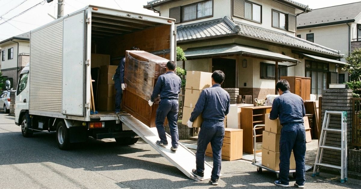 2トントラック引っ越しで人手や作業量がかかる積み込み作業の様子