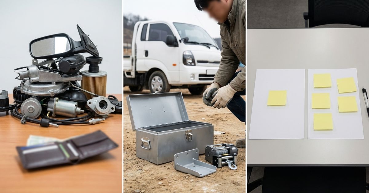 2トントラック新車で起きやすい失敗（過剰装備・不足仕様・見積条件ズレ）を3パターンで示した比較イメージ