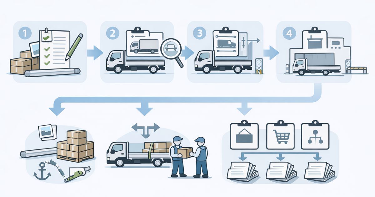 2トントラックの手配前に条件を揃える実務フロー図