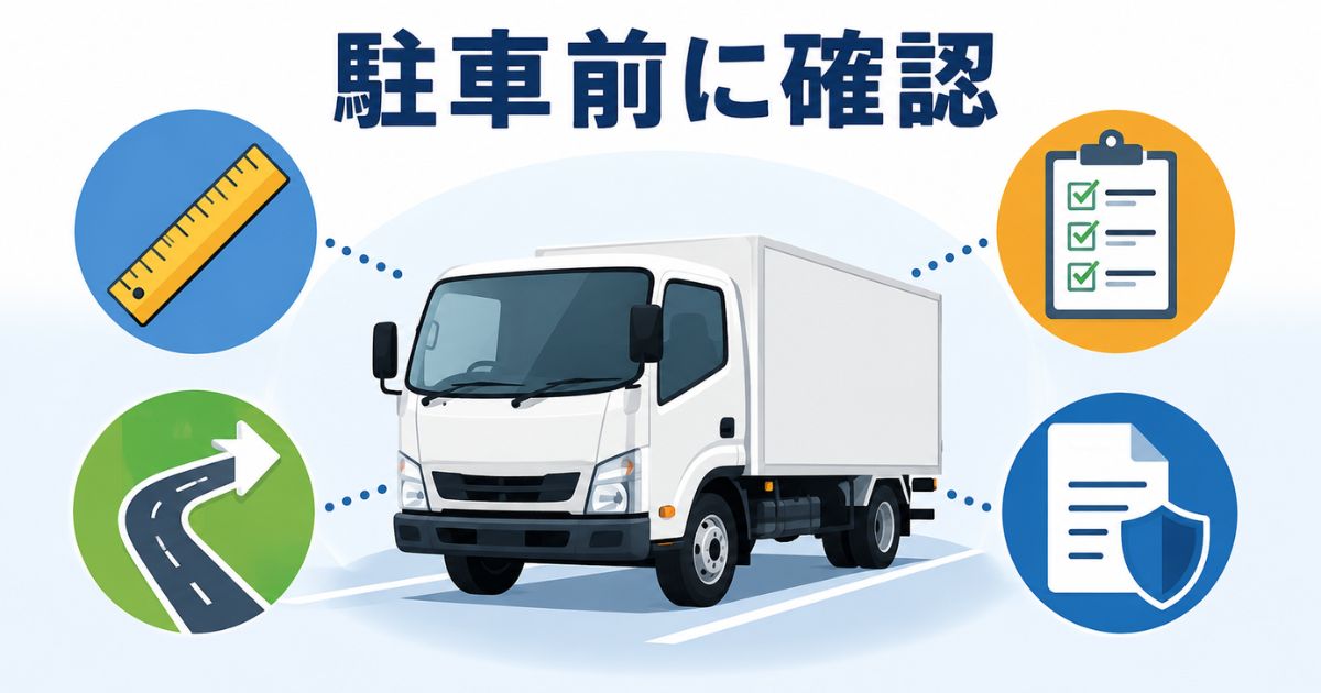 2トントラックはサイズと用途条件を確認して駐車可否を判断する図解