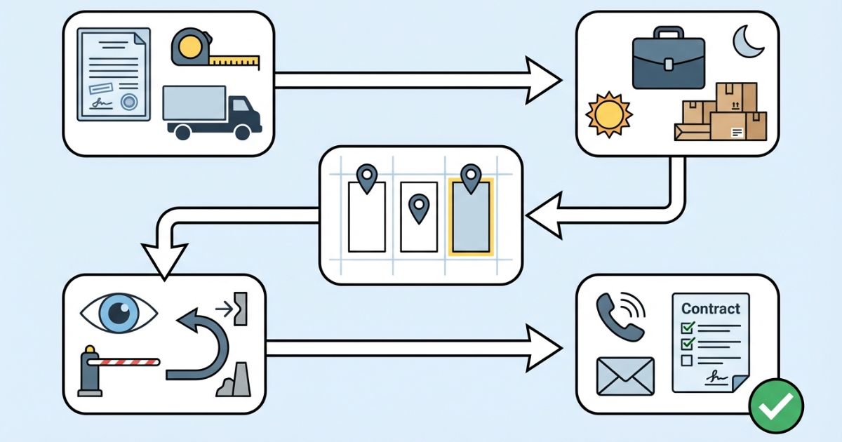2トントラックの駐車場探しを進める確認フロー図