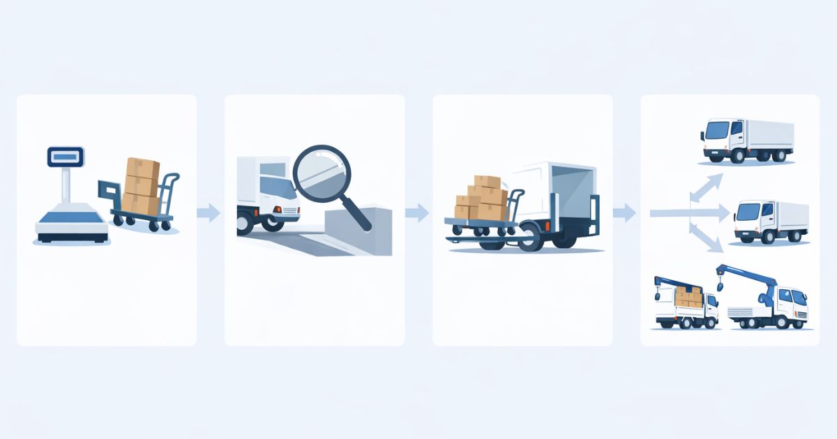 2トントラックのパワーゲート手配前に確認する流れを整理した図解