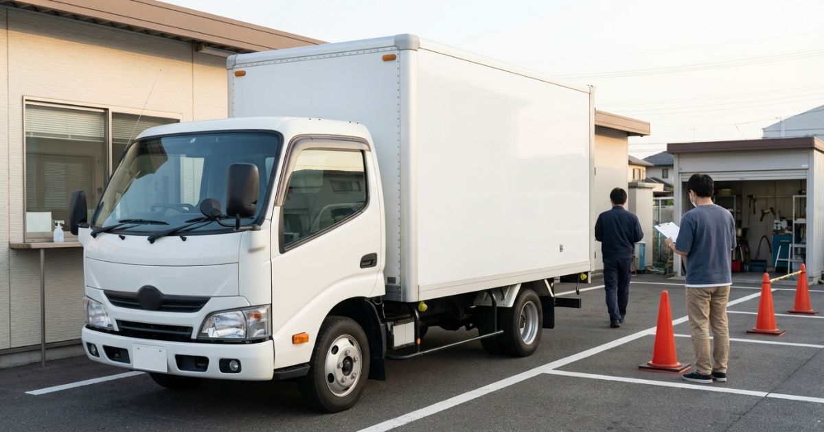 2トントラックの1日レンタルで受取から返却までの流れを確認している様子