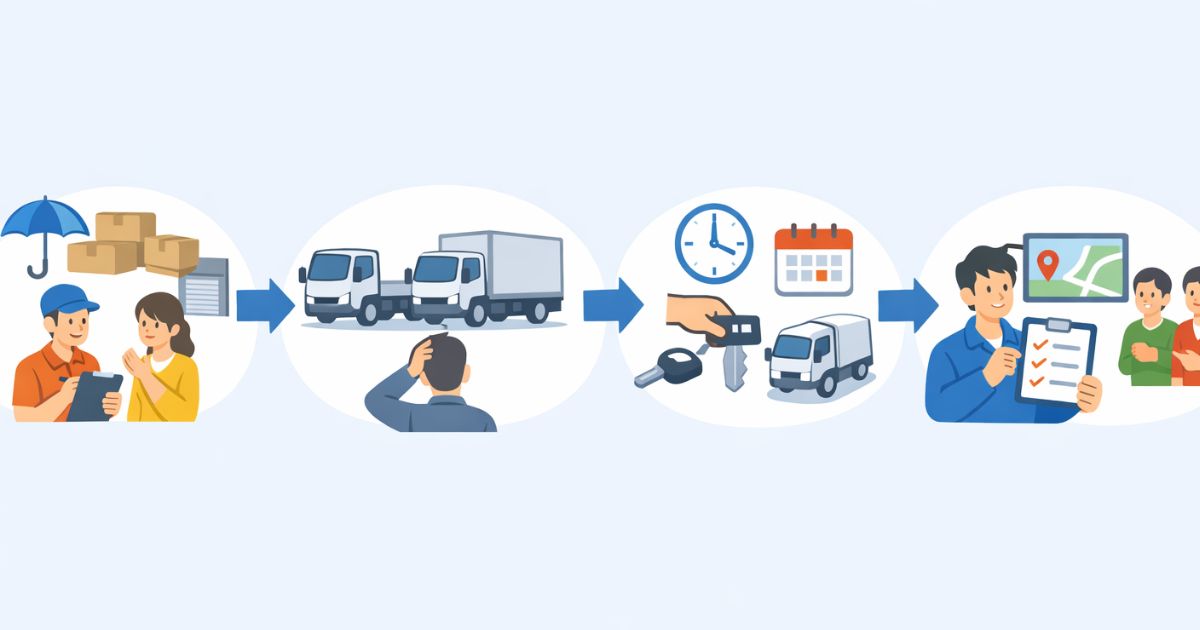2トントラックのレンタル判断を順番で整理したフロー図