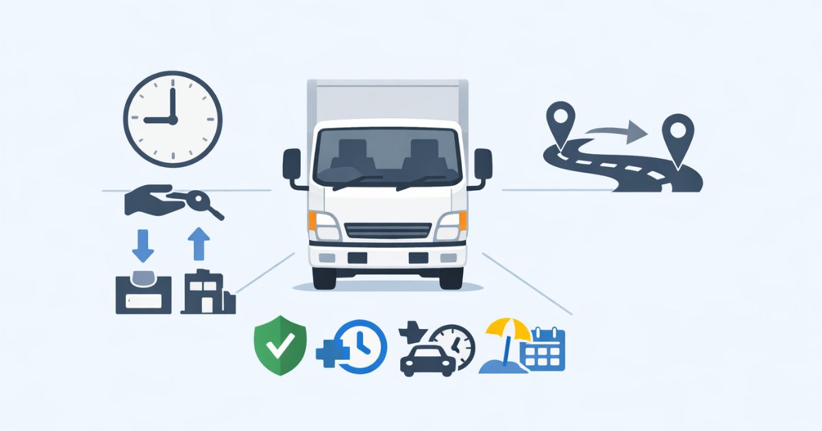 2トントラックのレンタル料金を判断するための比較軸を整理した図