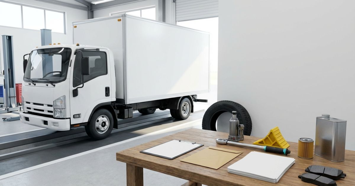2トントラックの車検に必要な費用と期間をイメージした整備工場の写真