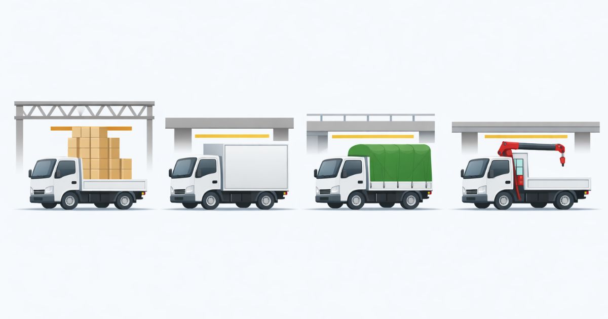 2トントラックの仕様ごとに高さリスクの違いを比較した図解