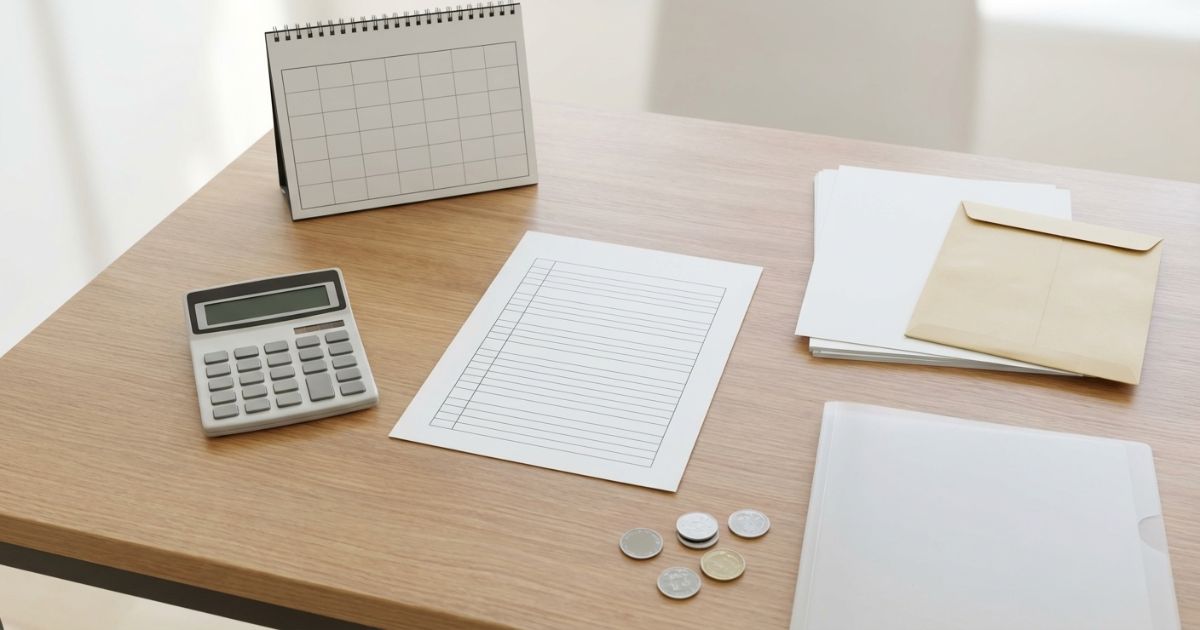 自動車税と重量税の支払いタイミングを整理するイメージ（カレンダーと電卓）