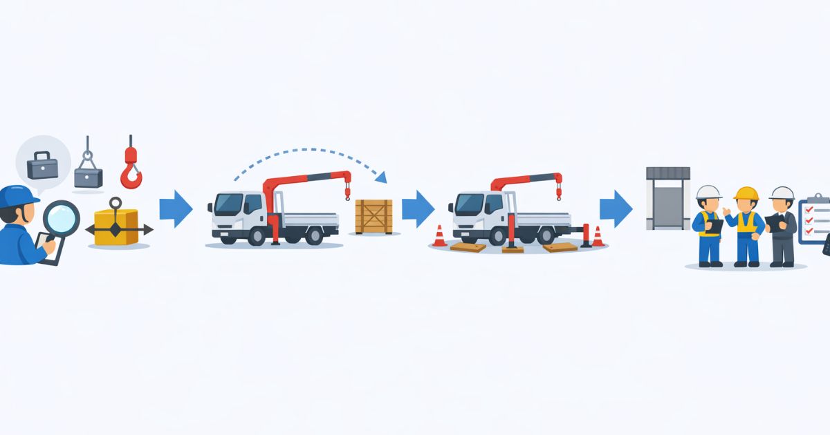2tユニック手配前に確認する実務フローを示した図解