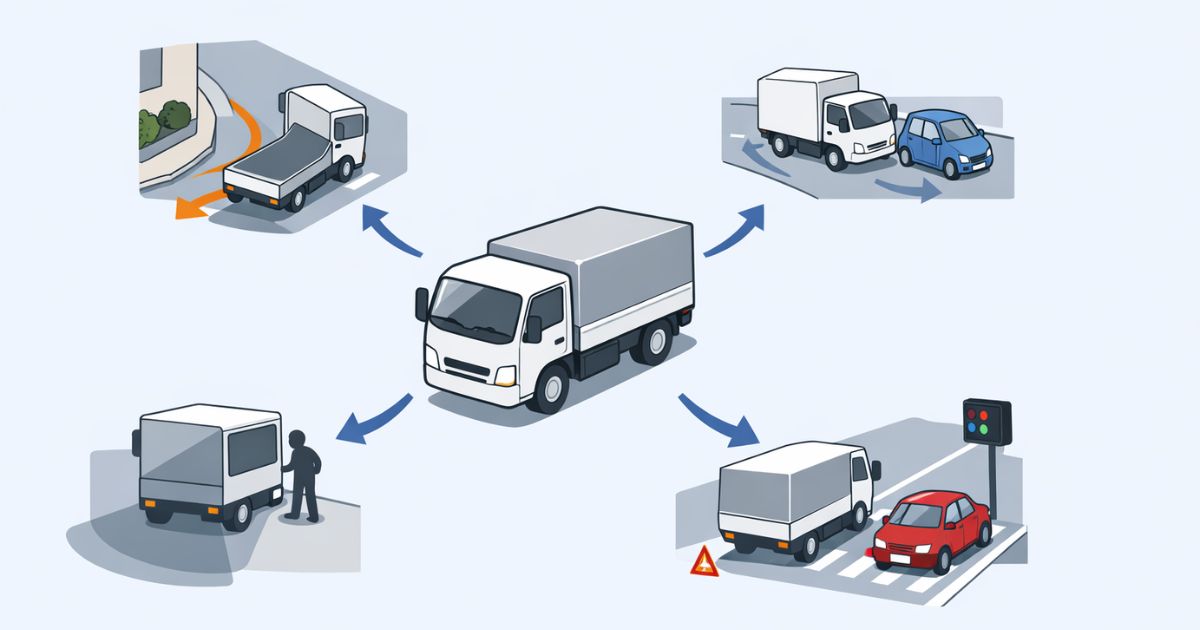 2トントラック運転で確認すべき判断軸を整理した図