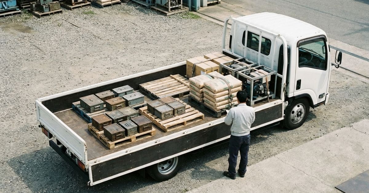 見た目の体積は少なくても重量物で2トンの制限が先に効く場面のイメージ