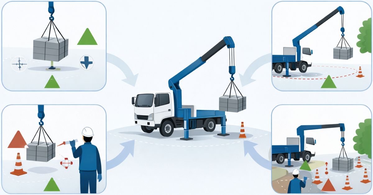 2tユニックの作業可否を左右する三つの成立条件を示した図解