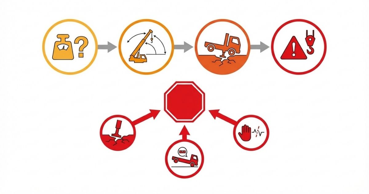 段取り不足が招く失敗の連鎖と停止トリガーを示す図解