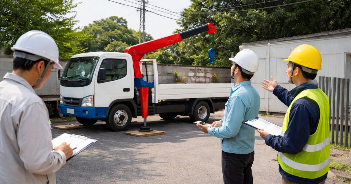 2tユニック投入前に現場条件を確認している実務イメージ