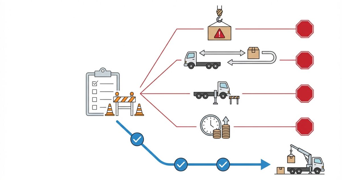 条件未整理で当日停止や追加費用につながる分岐と回避ルートの文字なし図解
