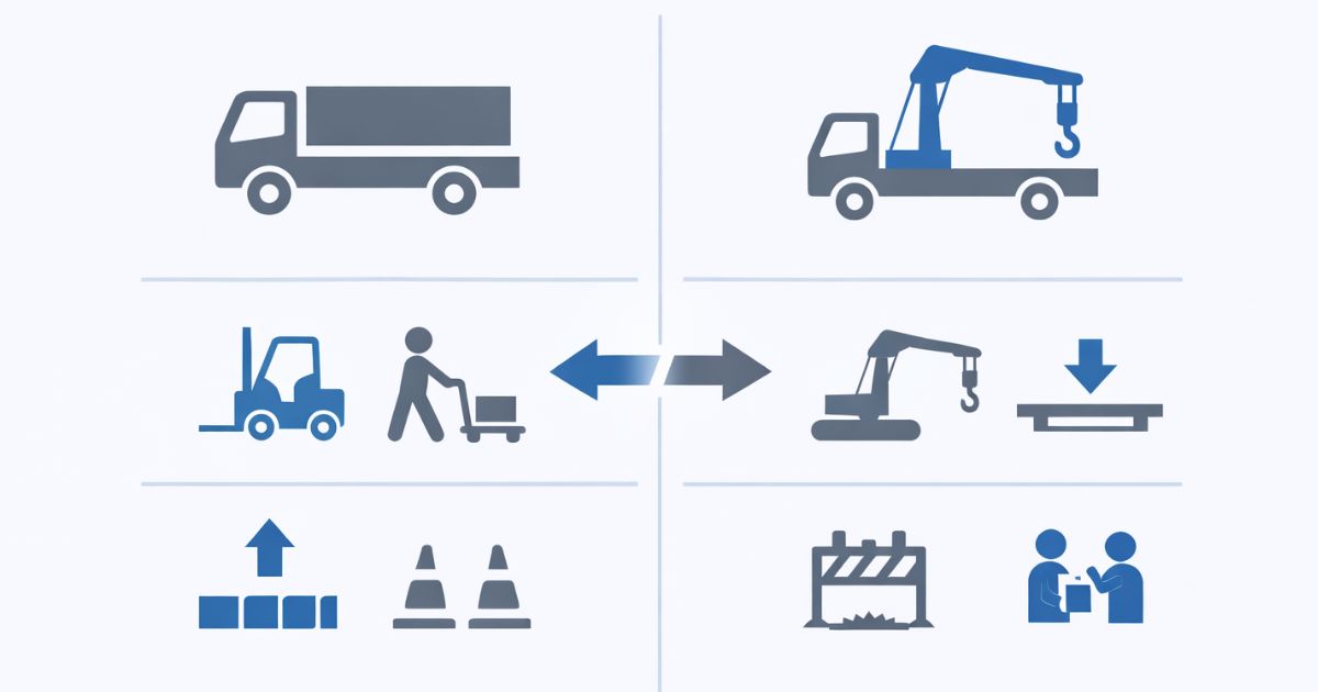 通常2tトラックと2tユニックの違いを比較した図解