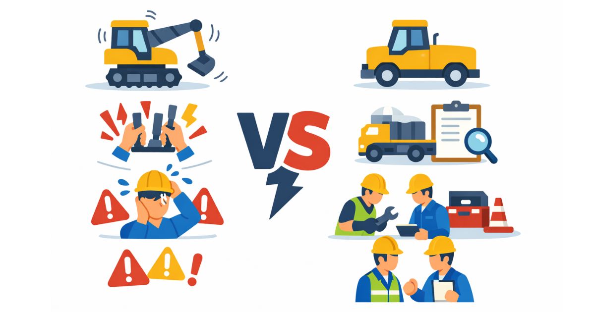 再操作継続と停止確認の違いを比較した図解