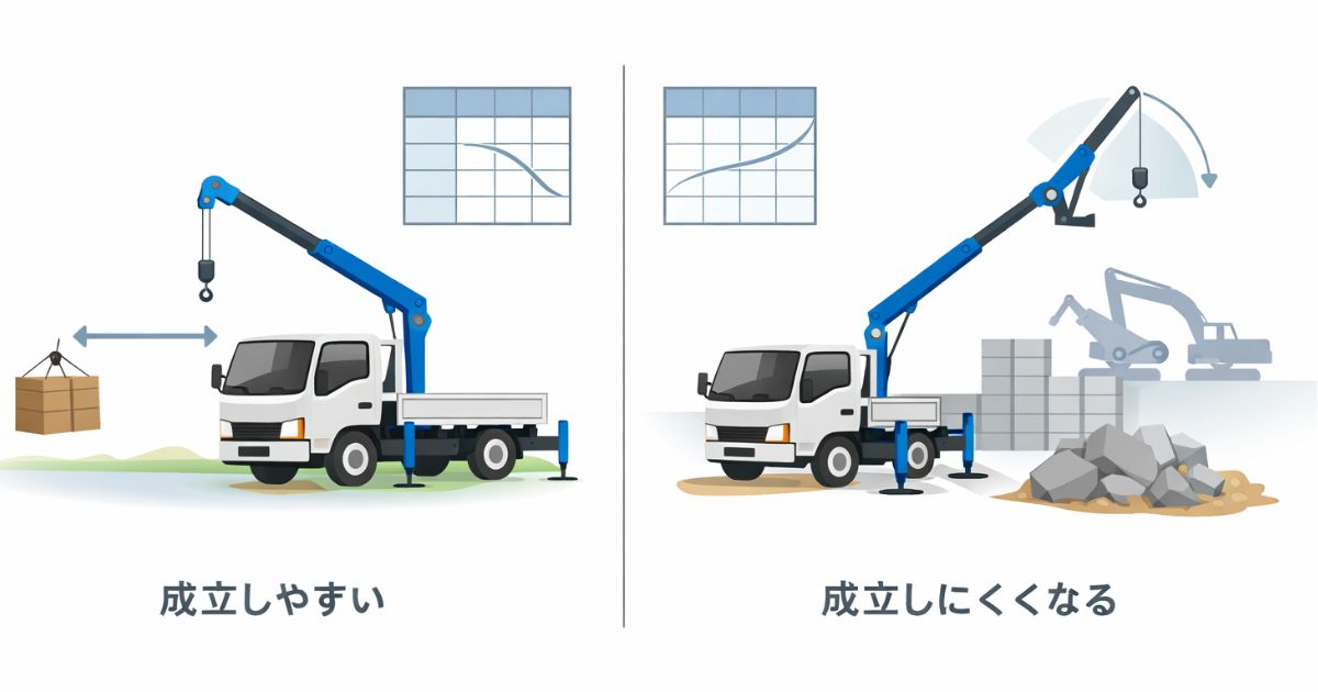 2tユニックが成立しやすい条件と成立しにくい条件の比較図