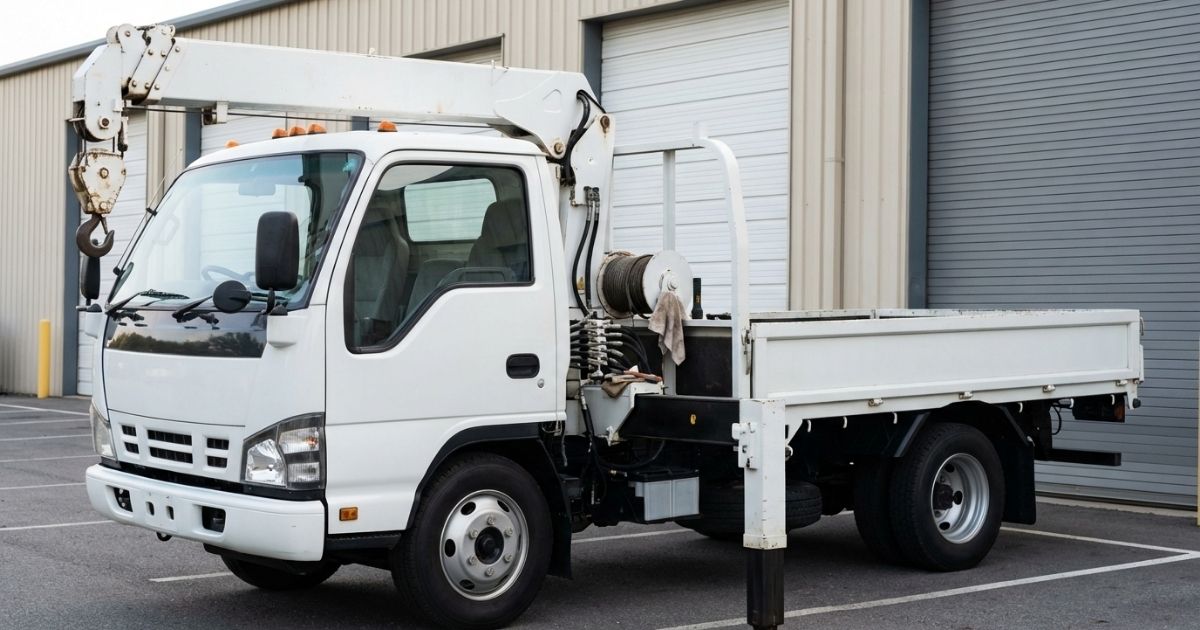 2tユニックの日常点検と作業前確認を行うイメージ写真