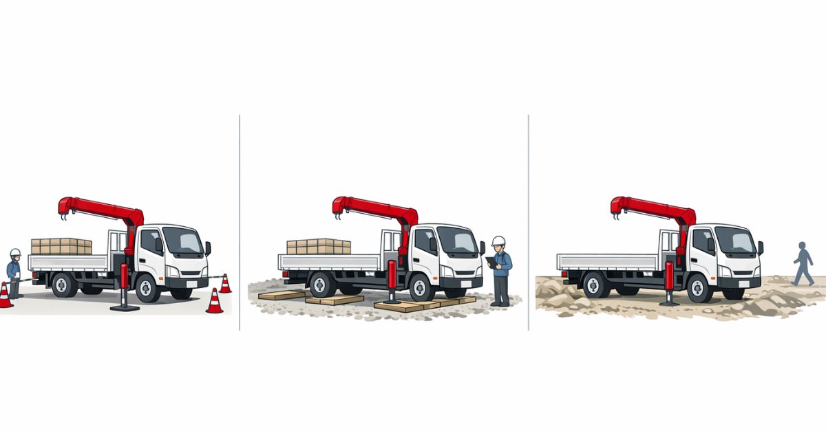 2tユニックの積み降ろし条件を3区分で比較した図解